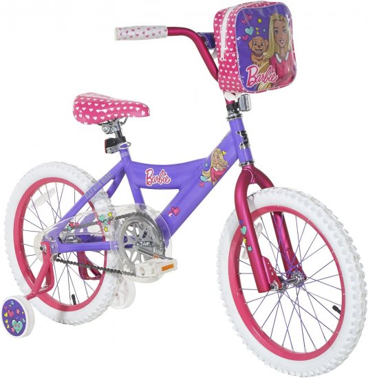 Dynacraft girls Barbie 18" Bike with Removable Training Wheels , Street Bike Purple