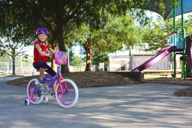Dynacraft girls Barbie 18" Bike with Removable Training Wheels , Street Bike Purple